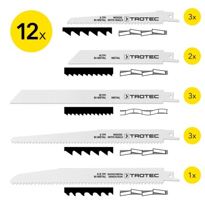 List sabljaste pile set drvo / metal, 12 komada